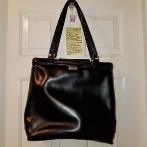 4053 Preownd Hartmann black leather tote/small bag